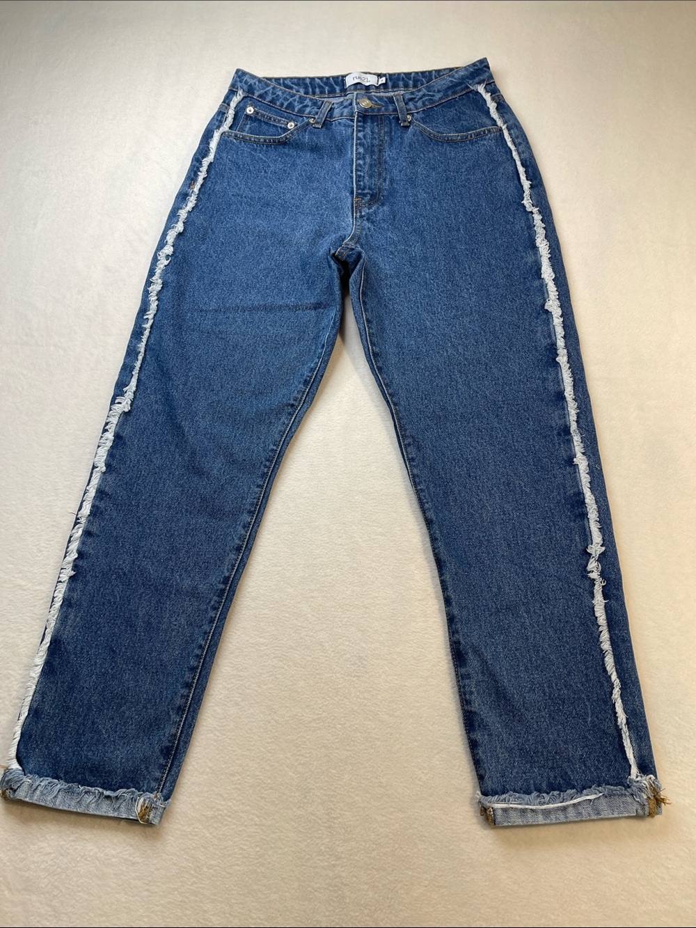 Rue21 Dark Blue Denim Ankle Jeans with Frayed Side Trim WOMENS SIZE 8
